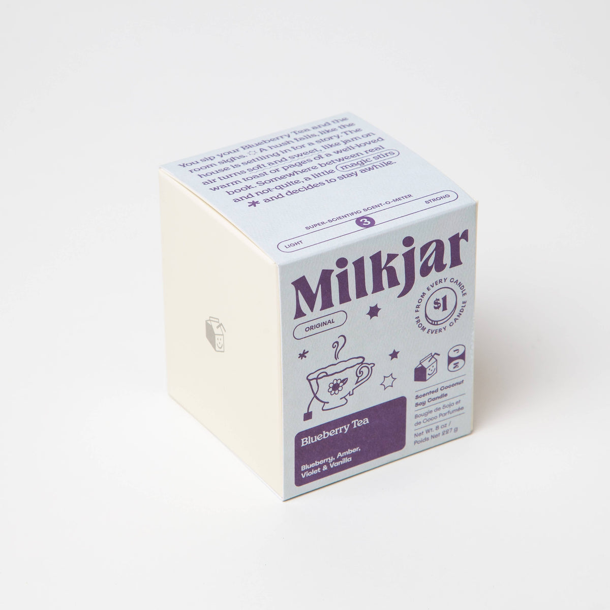 Milk Jar Candle Co Blueberry Tea - Blueberry, Amber, Vanilla Coconut Soy Candle