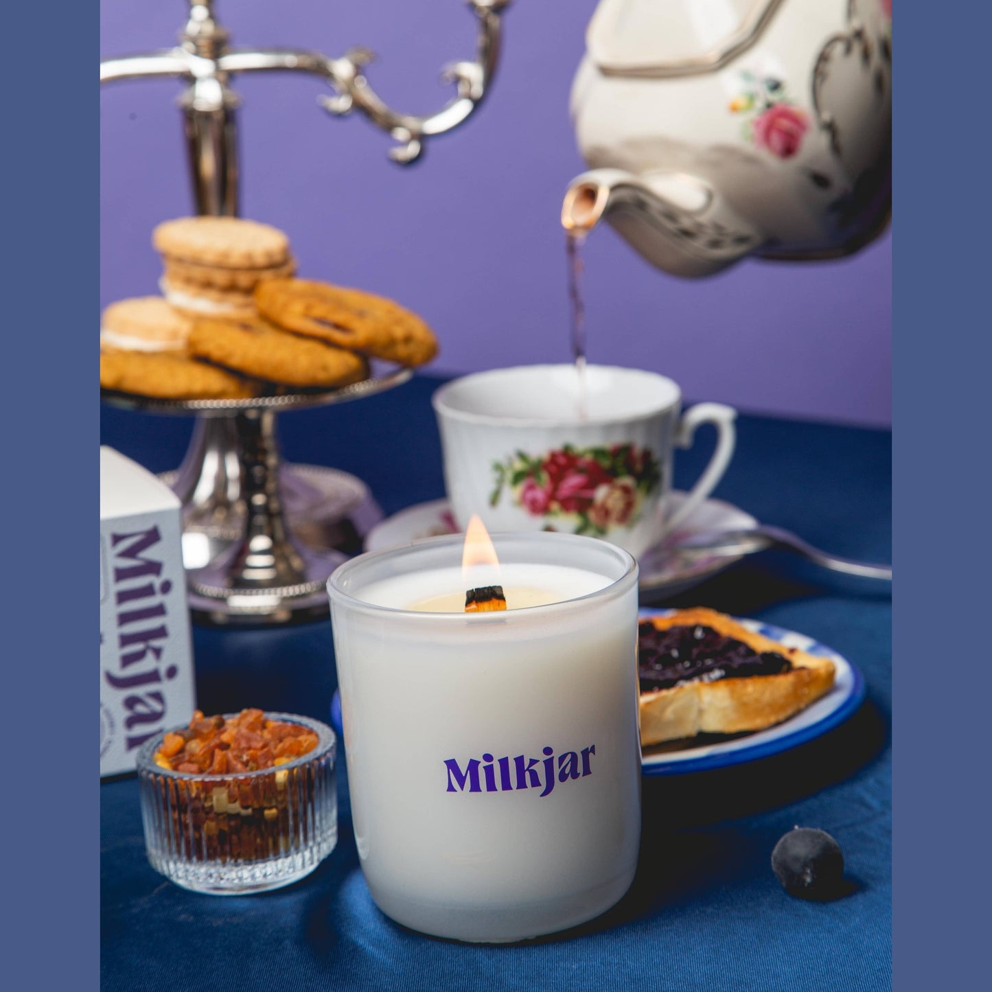 Milk Jar Candle Co Blueberry Tea - Blueberry, Amber, Vanilla Coconut Soy Candle