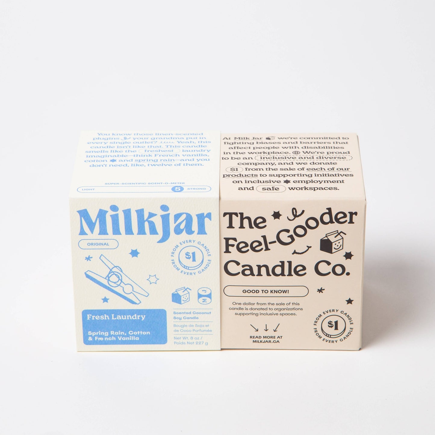 Milk Jar Candle Co Fresh Laundry - Rain, Cotton & Vanilla Coco Soy 8oz Candle