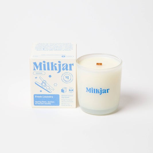 Milk Jar Candle Co Fresh Laundry - Rain, Cotton & Vanilla Coco Soy 8oz Candle