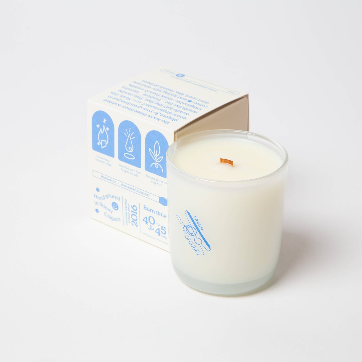 Milk Jar Candle Co Fresh Laundry - Rain, Cotton & Vanilla Coco Soy 8oz Candle