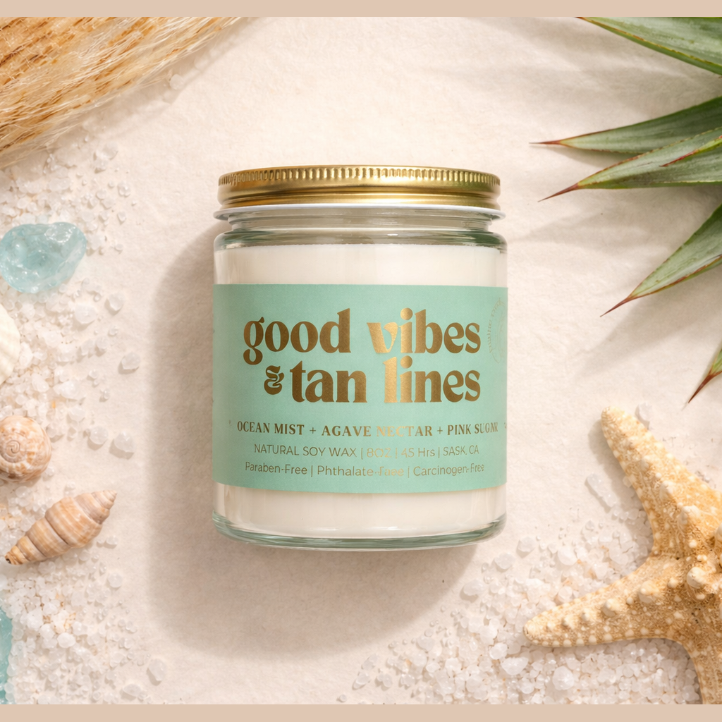 GOOD VIBES & TAN LINES | NON TOXIC SOY WAX CANDLE | SUMMER COLLECTION