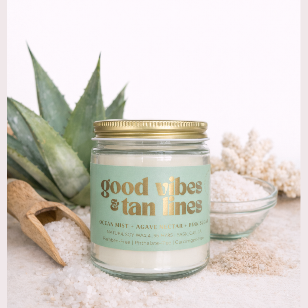 GOOD VIBES & TAN LINES | NON TOXIC SOY WAX CANDLE | SUMMER COLLECTION