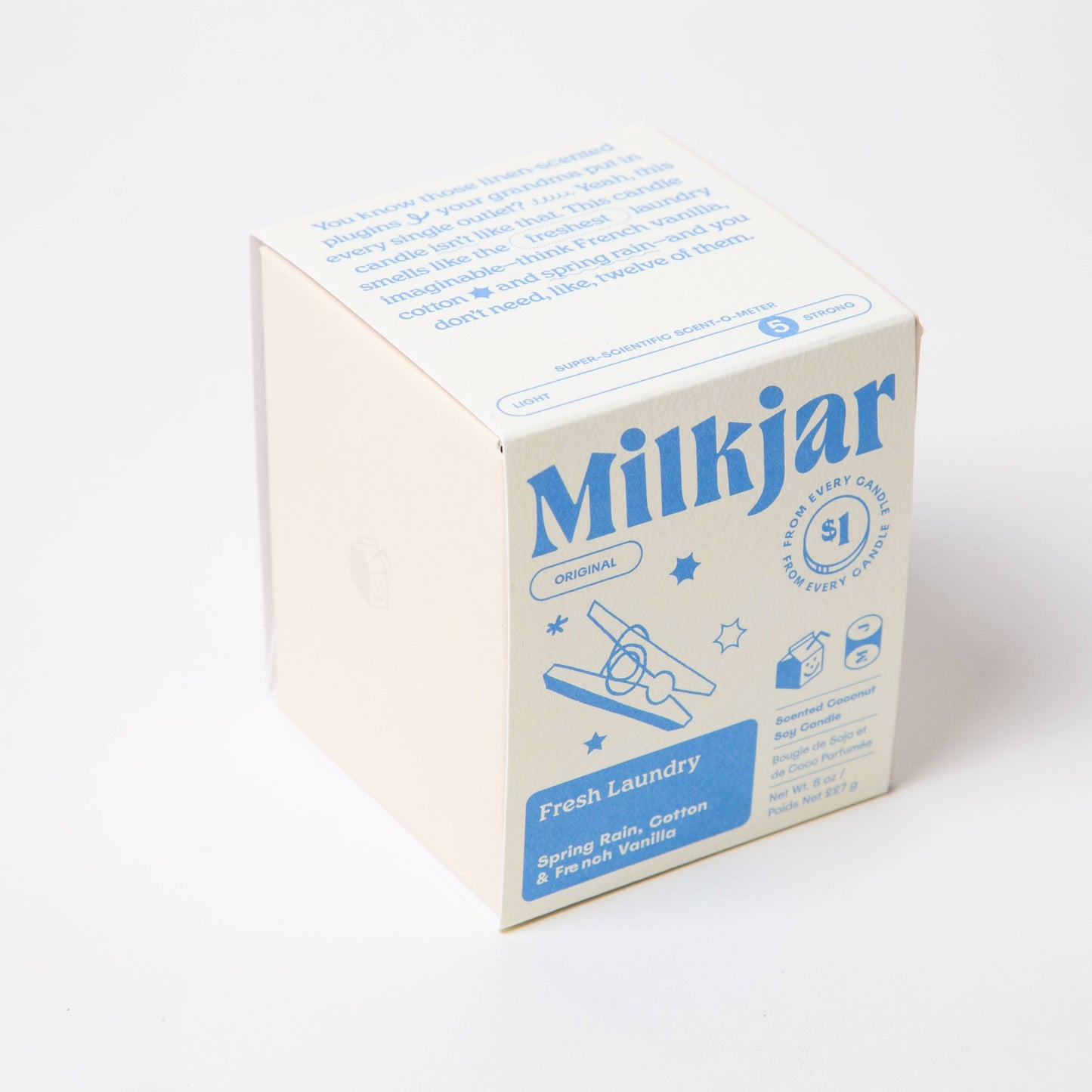 Milk Jar Candle Co Fresh Laundry - Rain, Cotton & Vanilla Coco Soy 8oz Candle