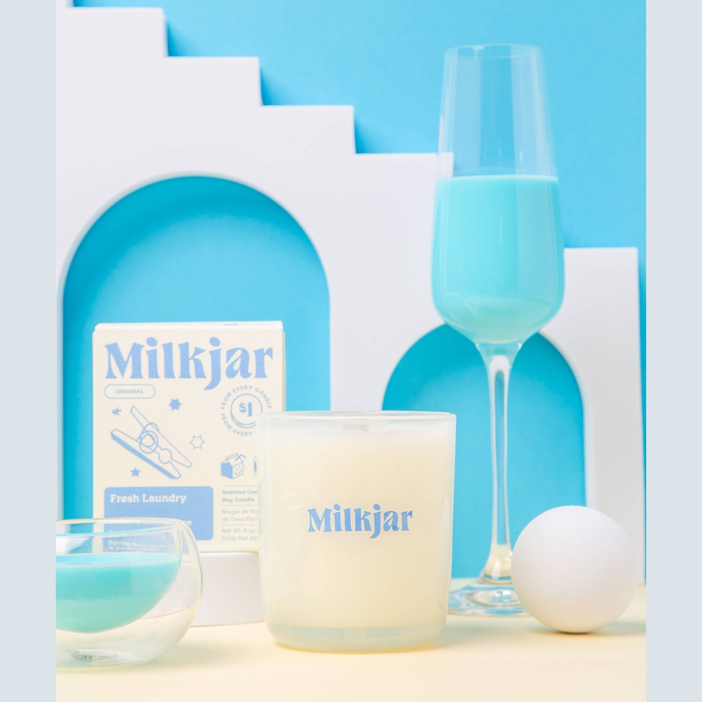 Milk Jar Candle Co Fresh Laundry - Rain, Cotton & Vanilla Coco Soy 8oz Candle