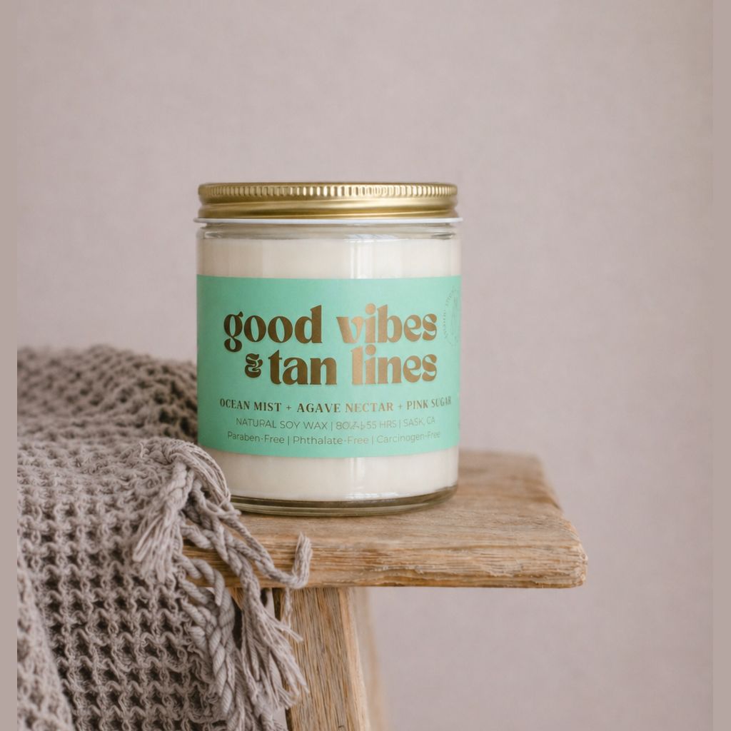 GOOD VIBES & TAN LINES | NON TOXIC SOY WAX CANDLE | SUMMER COLLECTION